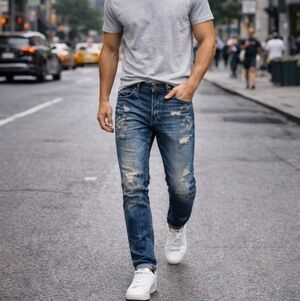 G-Star RAW Arc 3D Slim Jeans Mens W34 L30 Distressed Medium Wash Designer Denim